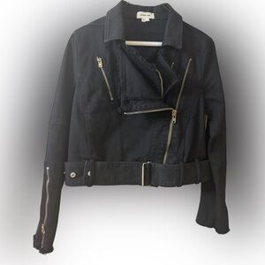 Helmut Lang Black Jean Jacket with Zipper Details